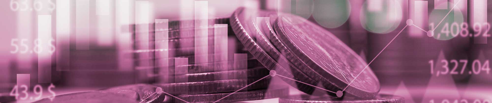 double exposure of money coins stacking with bar graph for financial and investment business concept